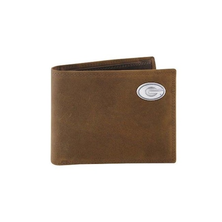Zep Zep-Pro UGA-IWT1-CRZH-LBR Georgia Bulldogs Concho Emblem Crazyhorse Leather Bi-Fold Passcase Wallet UGA-IWT1-CRZH-LBR